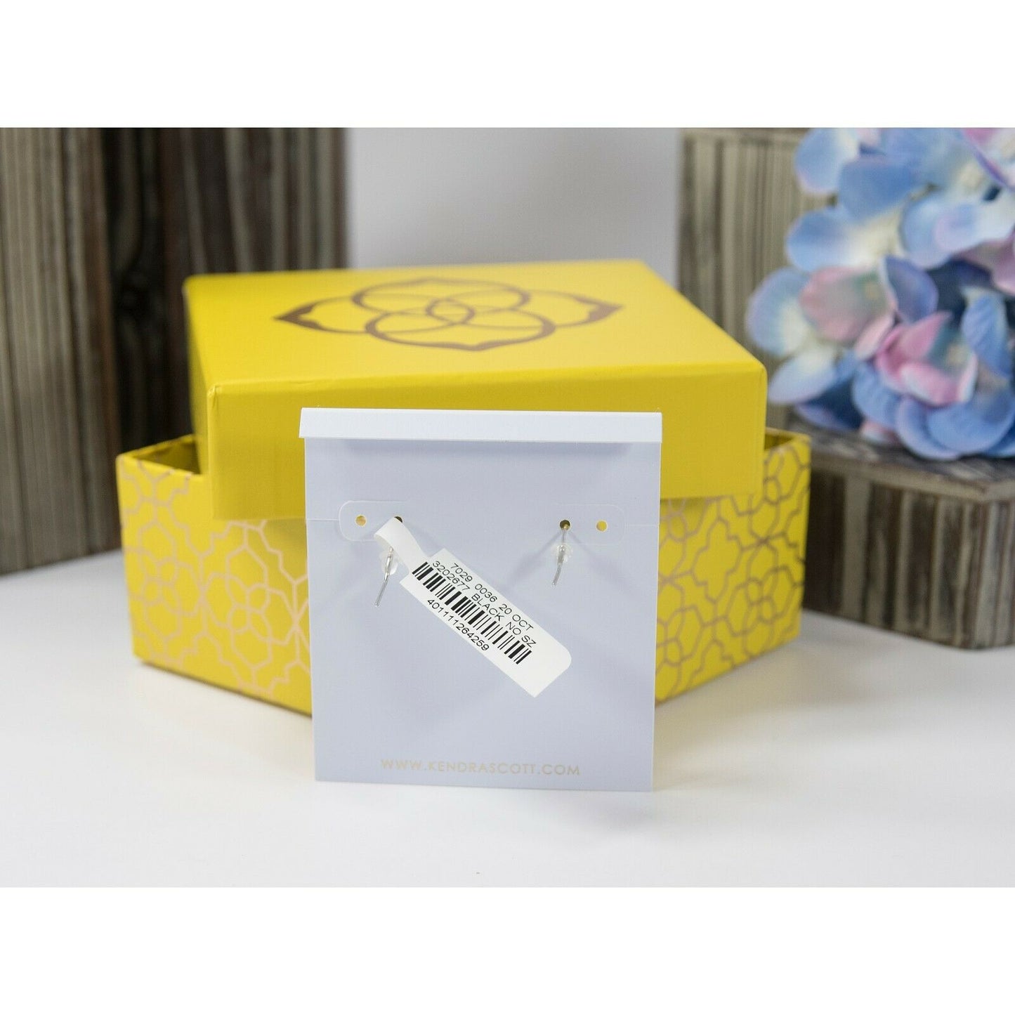 Kendra Scott Camelia Black Faceted Glass Rhodium Plated Drop Earrings NWT