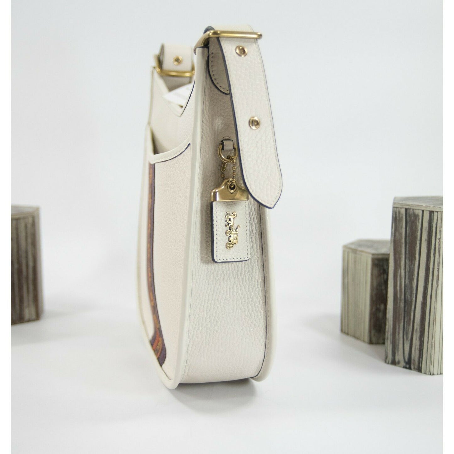 Coach Chalk Leather Emery Varsity Stripe Crossbody Shoulder Bag NWT