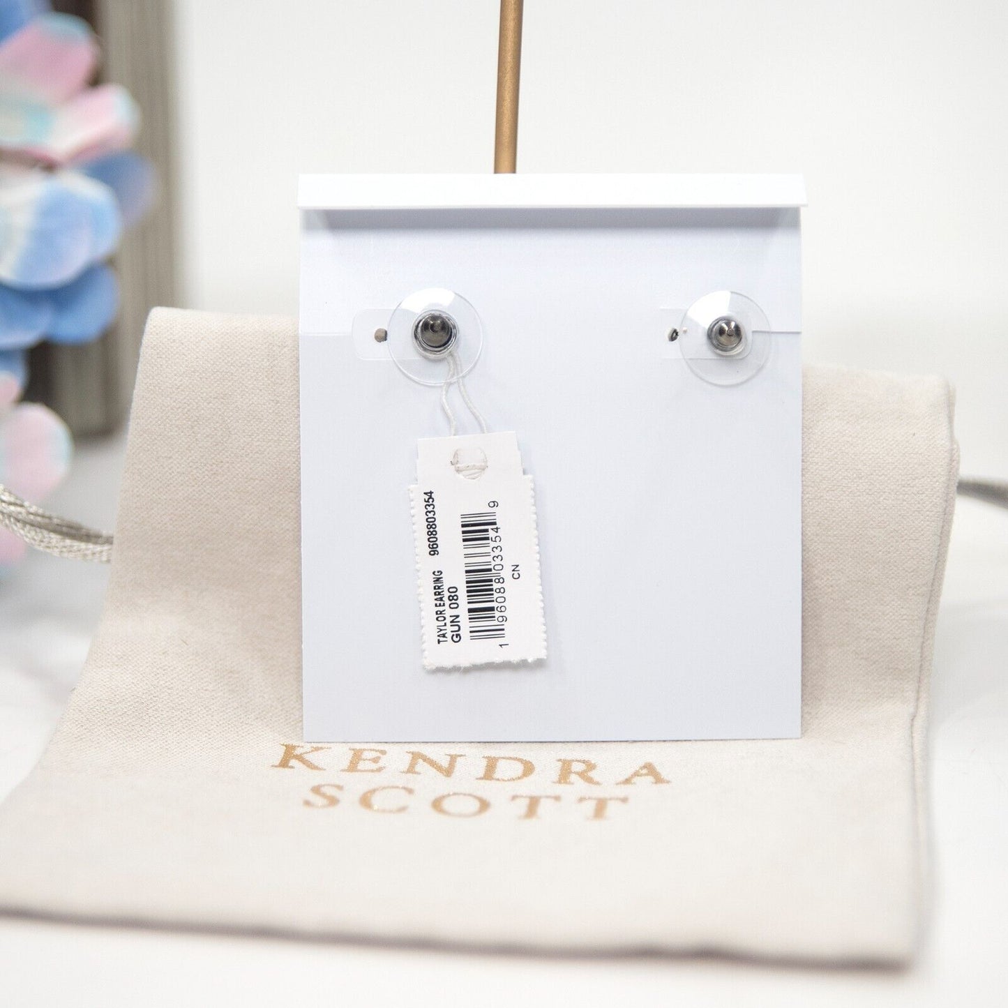 Kendra Scott Taylor Platinum Drusy Gunmetal Stud Earrings NWT