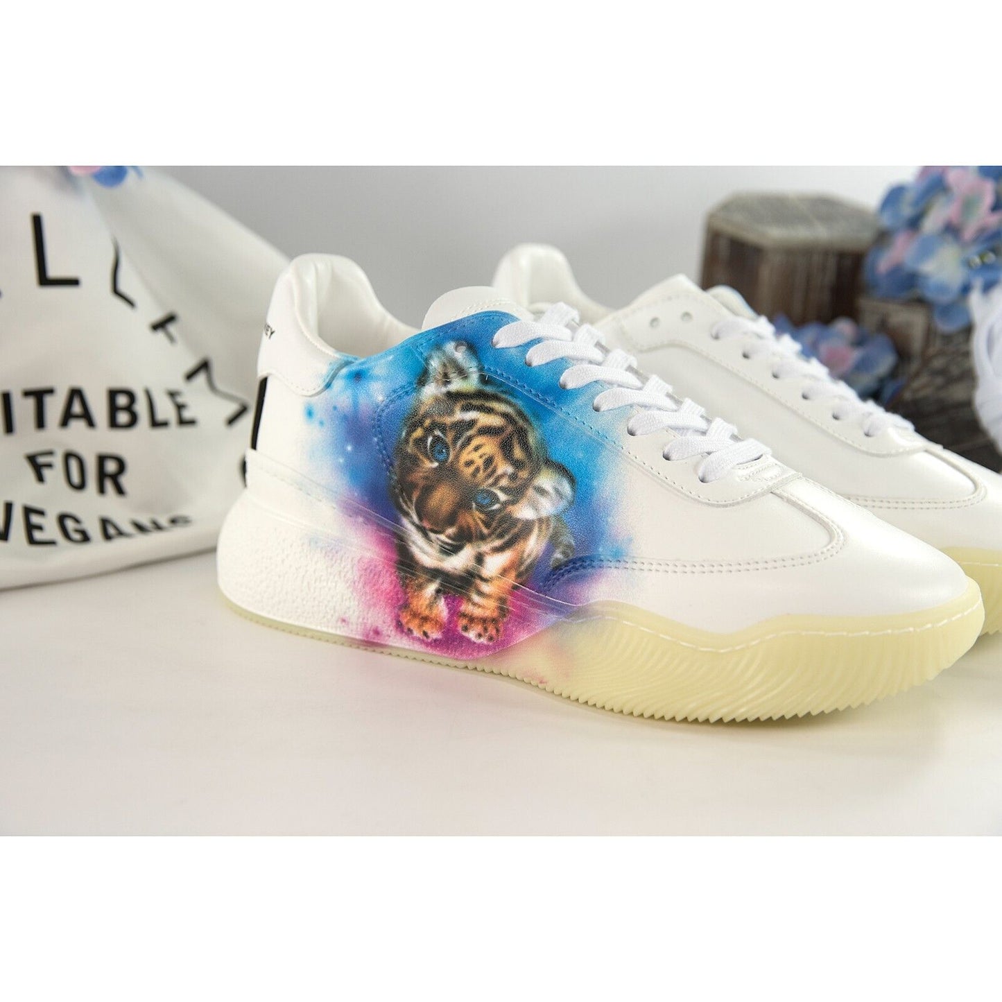 Stella McCarney Tiger Loop Oversize Vegan Alter Leather Sneakers 37 NIB