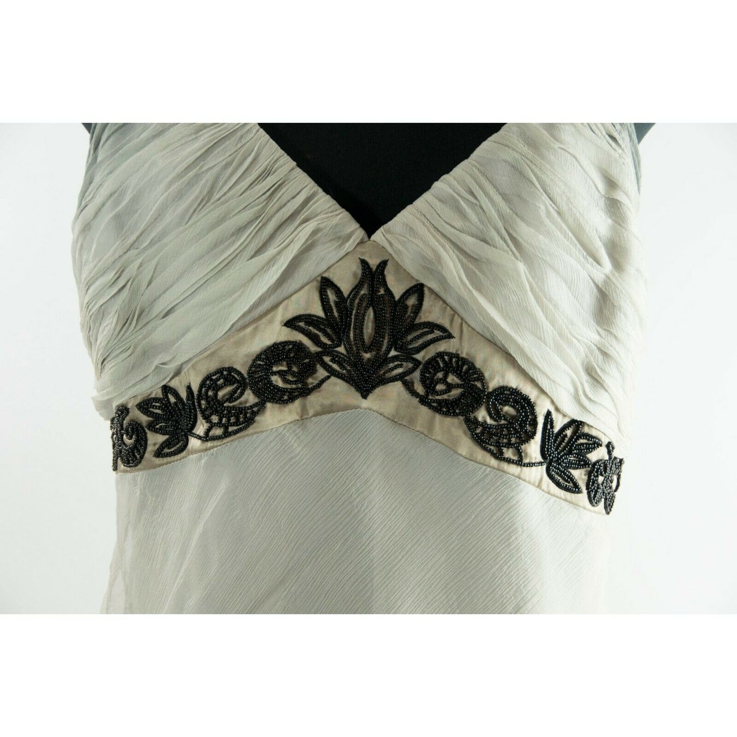 Sand Copenhagen Grey Ombre Silk Chiffon Beaded Couture Blouse Top 44 NWT $495