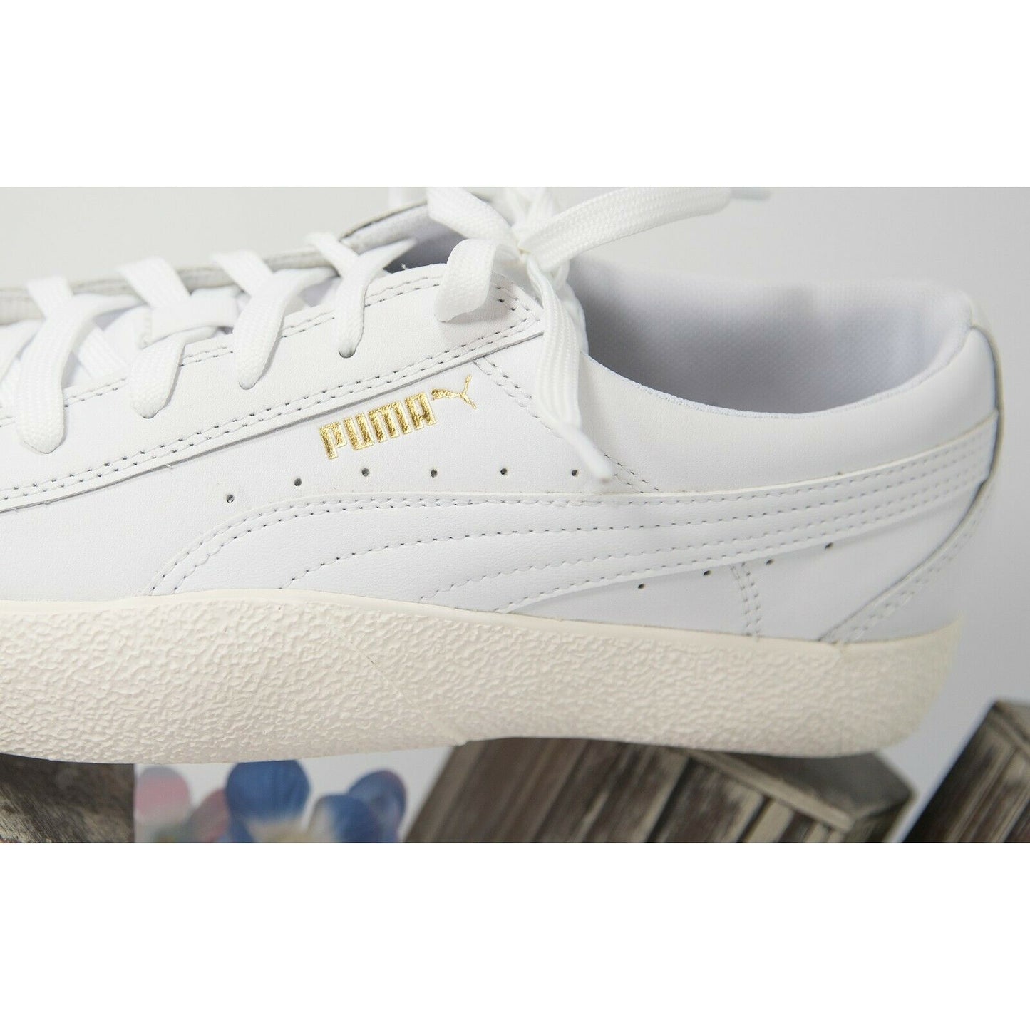 Puma White Tumble Leather Love Court Athletic Sneakers 9.5 NIB