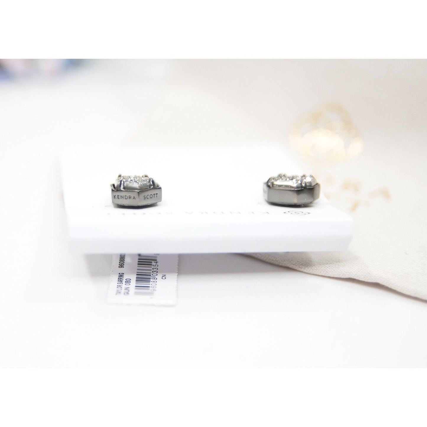 Kendra Scott Taylor Platinum Drusy Gunmetal Stud Earrings NWT