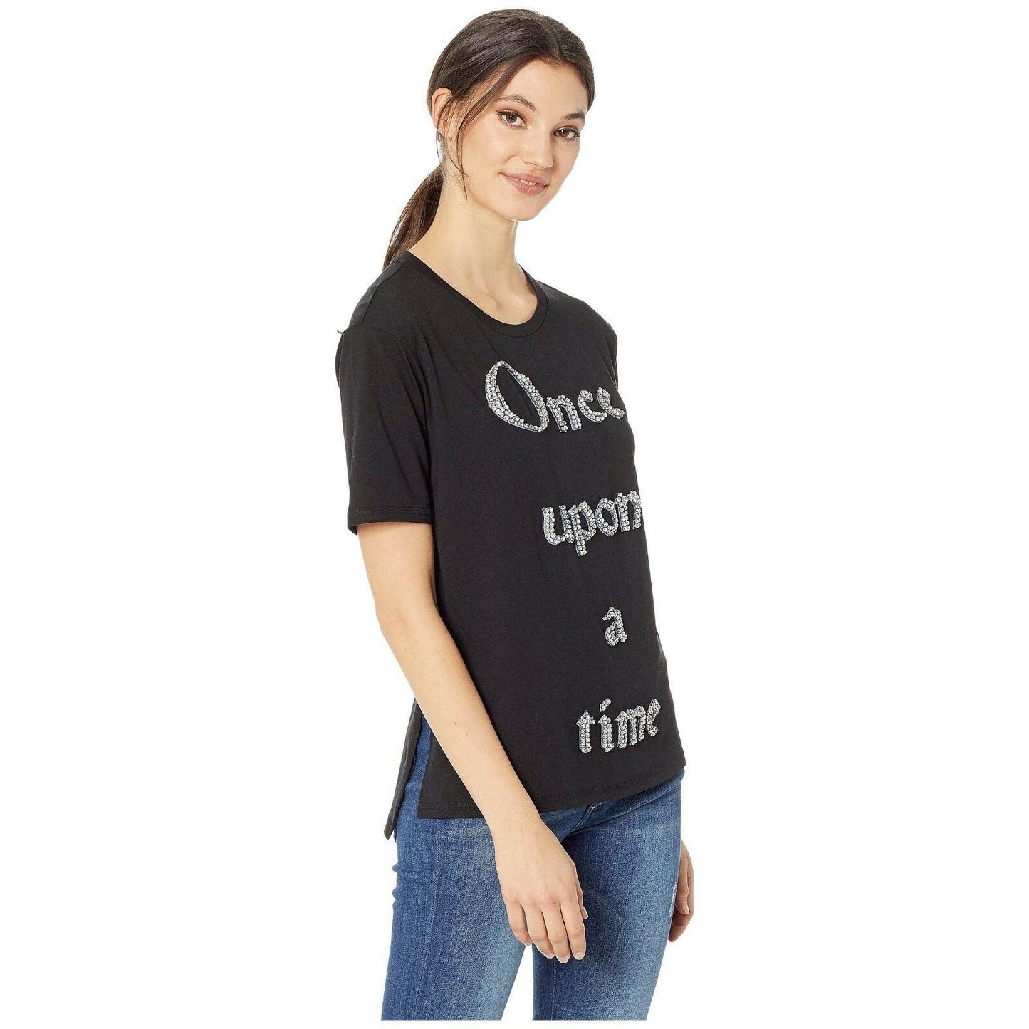 Juicy Couture Disney Crystal Once Upon A Time Beauty Beast Black T-Shirt L NWT