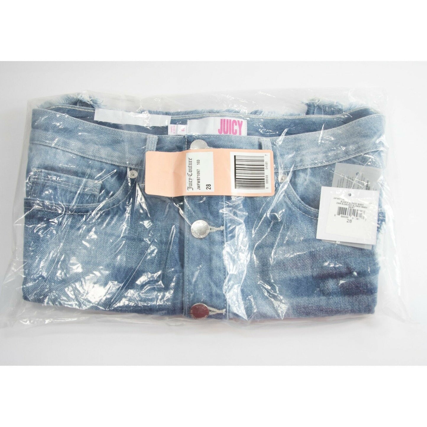 Juicy Couture Black Label Bleach Blonde Tye Dye Denim Jean Mini Skirt 28 NWT