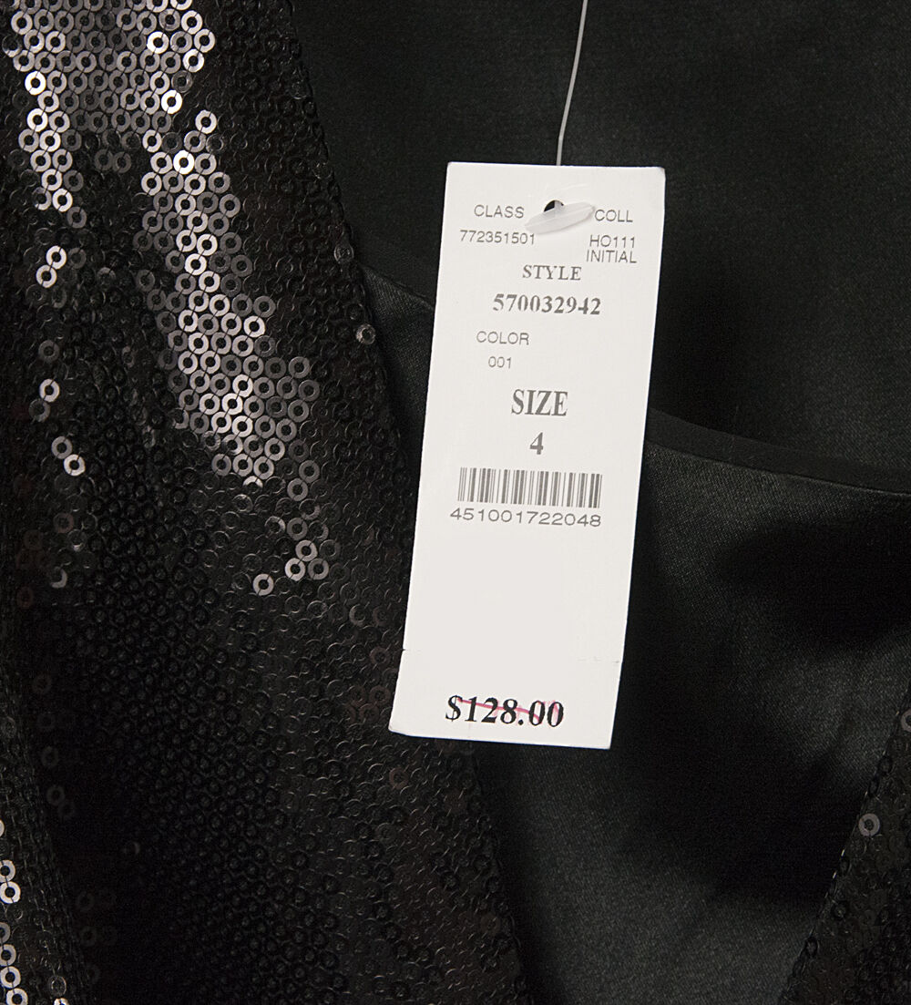 White House Black Market Sequin Belted Lined Shift A Line Dress $128 Sz 4 NWT