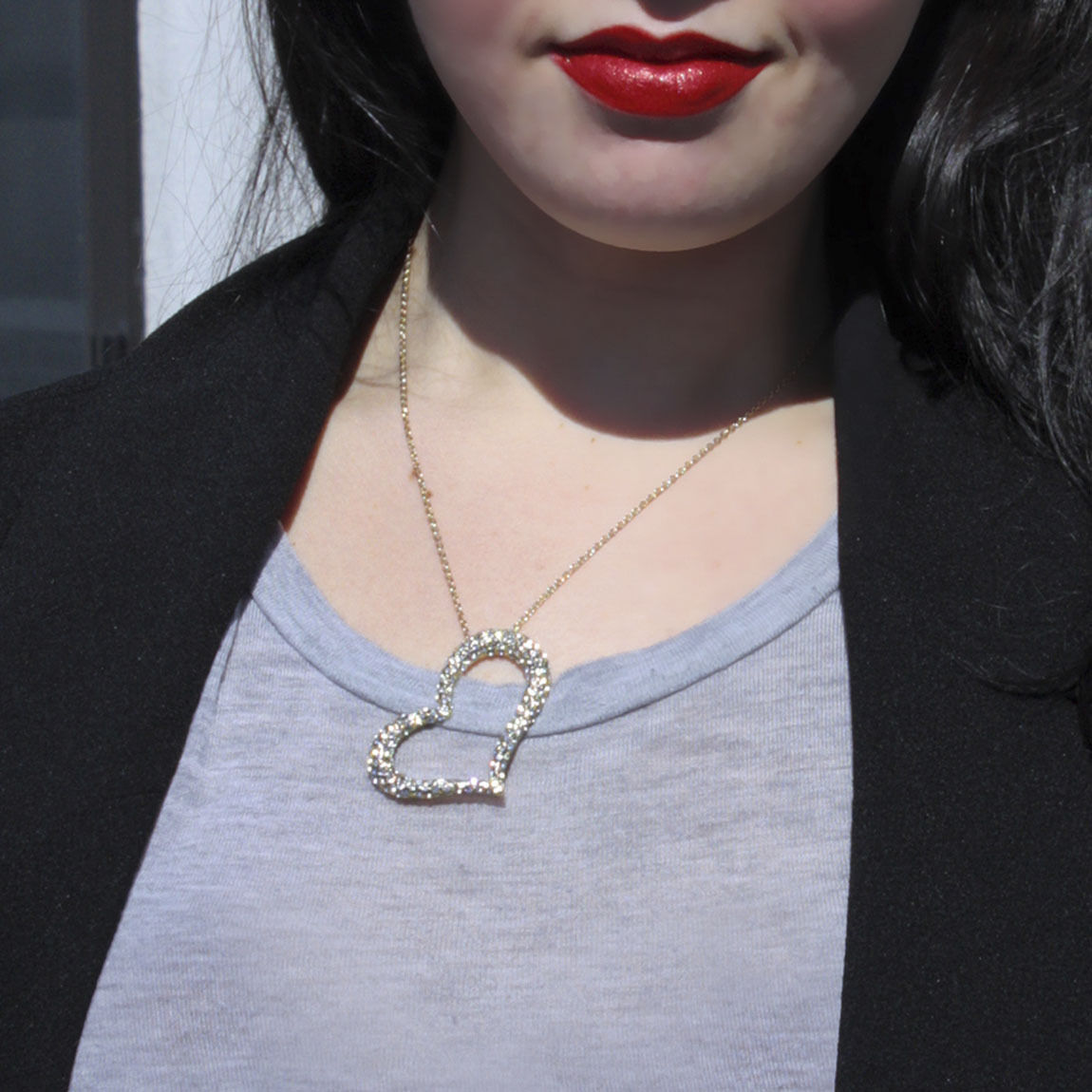 Amrita Singh Gold Lovely Heart Crystal Pendant Necklace NKC 5553 NWT