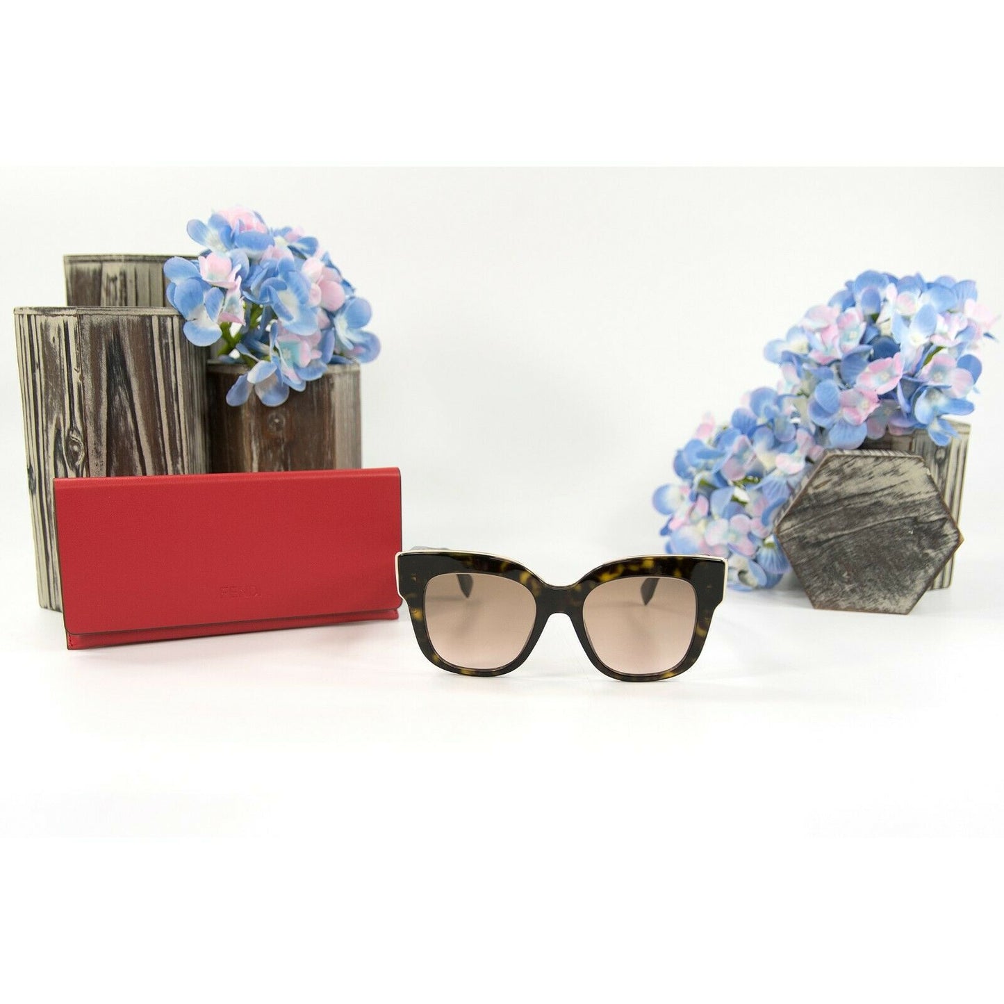 Fendi FF0356S Vh8 Havana Tortoise Acrylic Sunglasses NWT Case