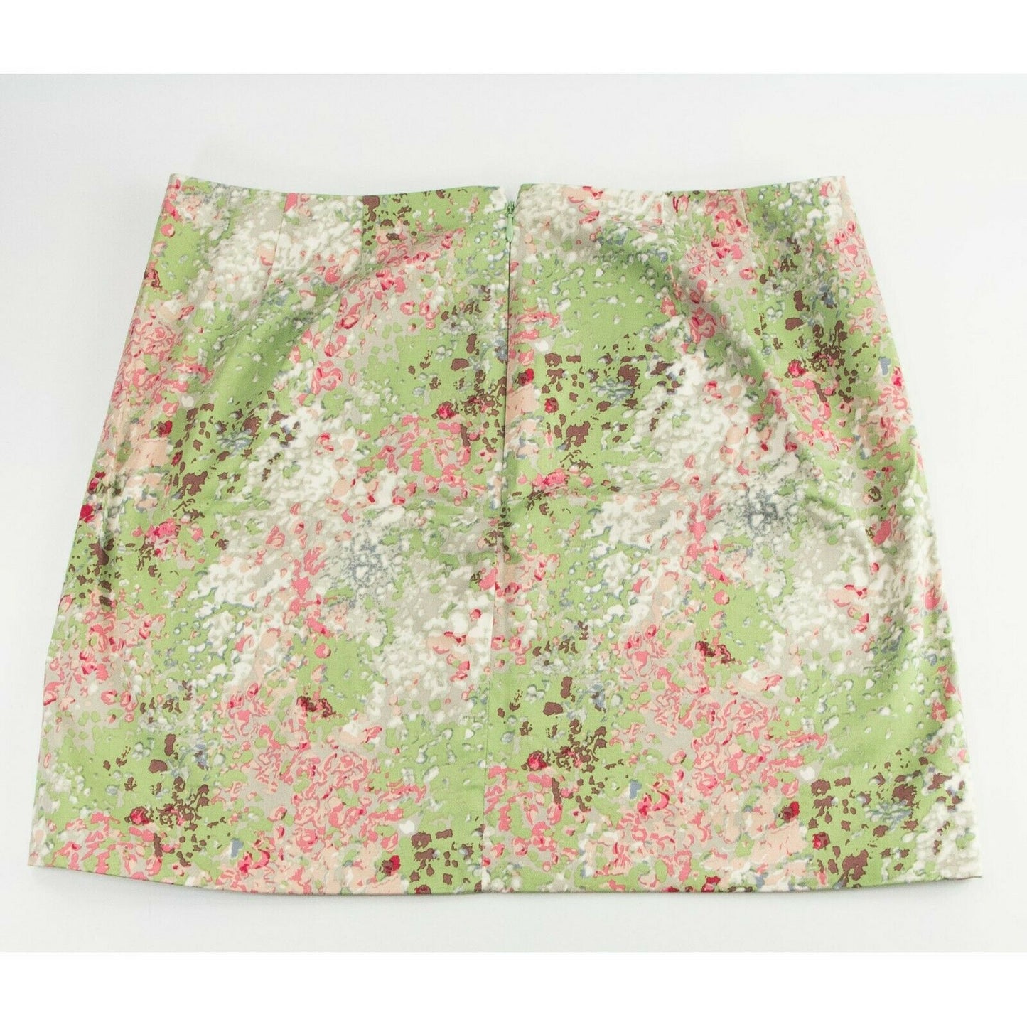 J Crew Green Pink Floral Print Sateen Stretch A Line Skirt 6 EUC
