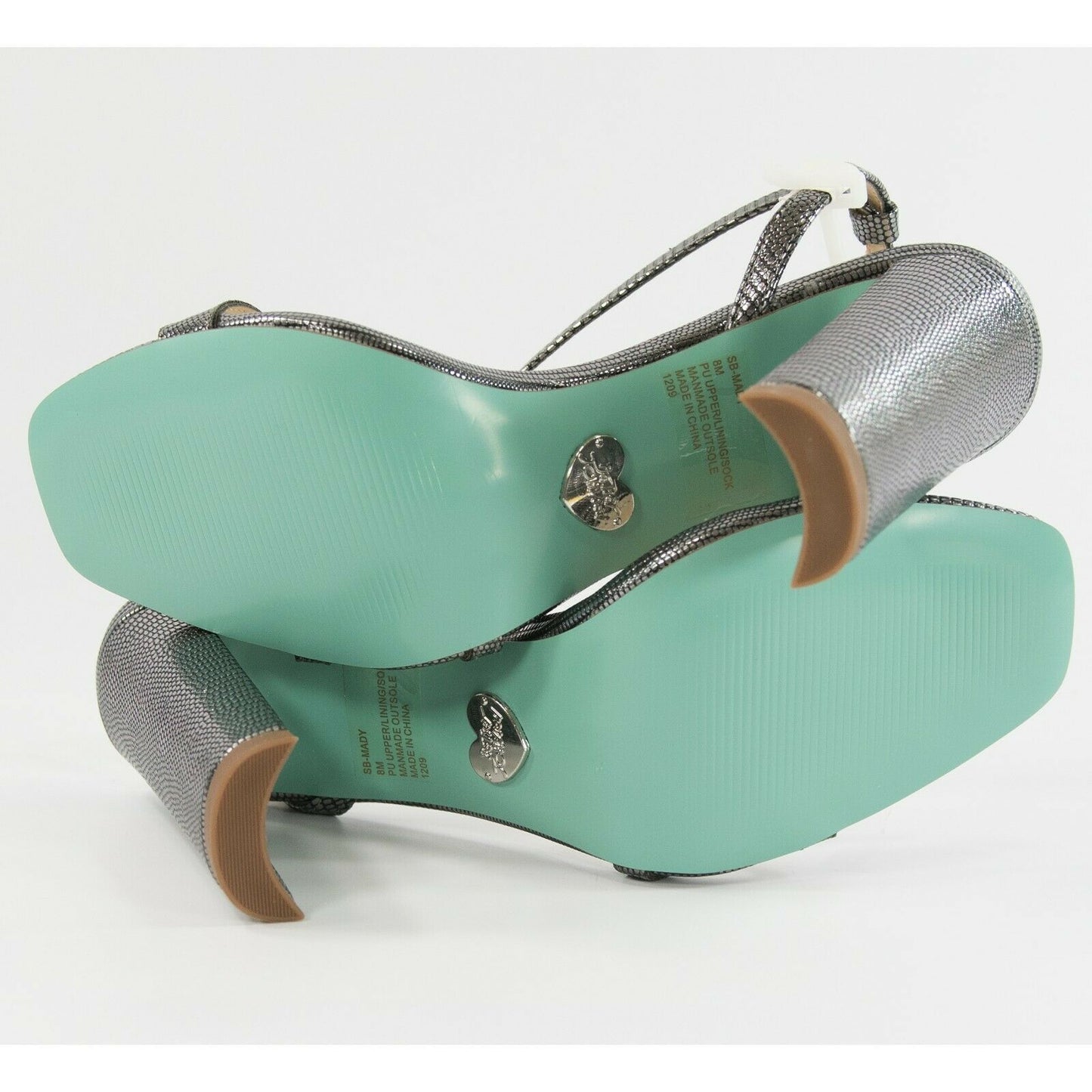 Betsey Johnson Mady Dark Silver Lizard Embossed Satin High Heels 7 NIB