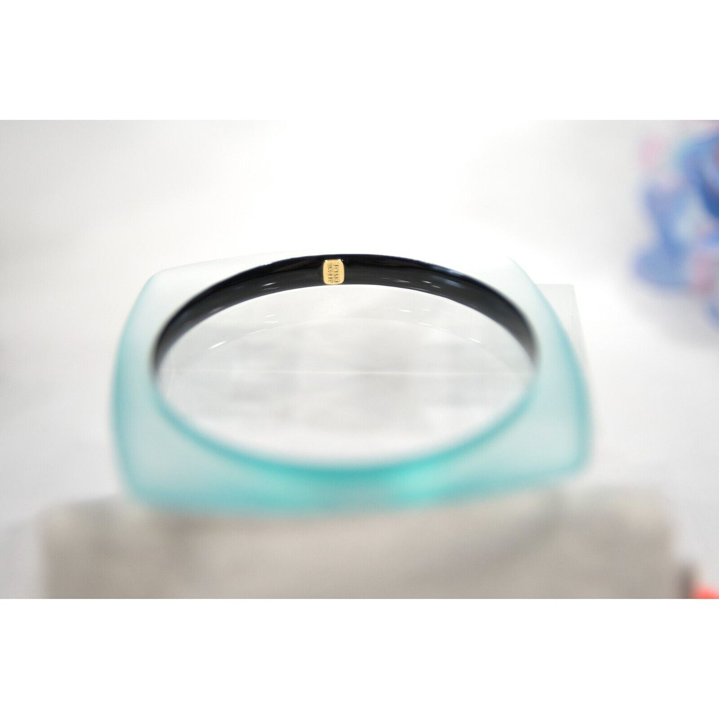 Alexis Bittar Electric Mint Lucite Soft Square Skinny Bangle Bracelet NWT