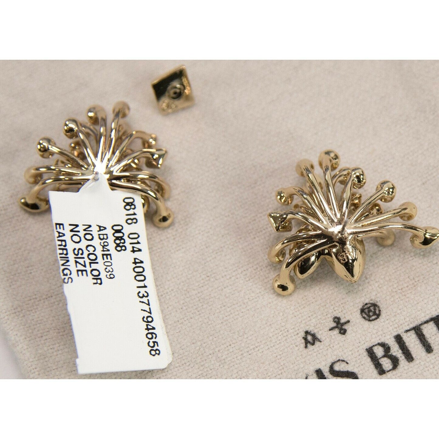 Alexis Bittar Gold Navette Starburst Crystal Large Stud Earrings NWT