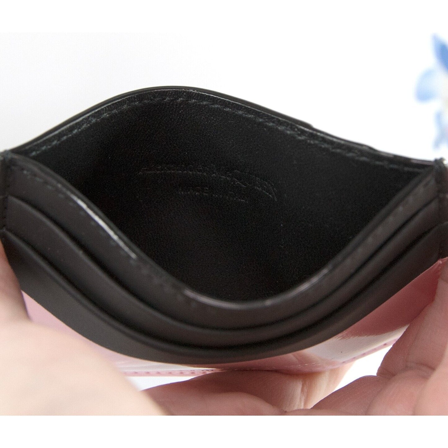 Alexander McQueen Black Ice Pink Leather Card Case Holder NWT