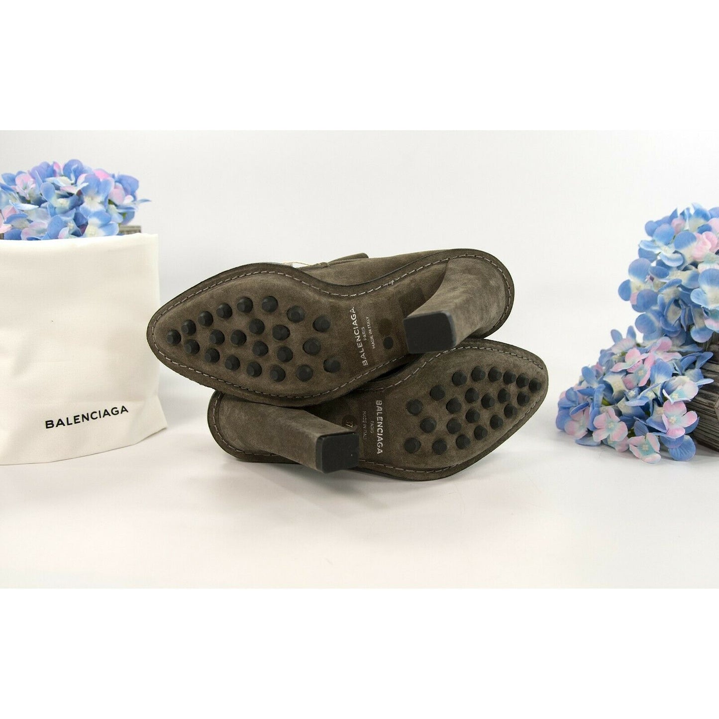 Balenciaga Cendre Suede Moccasin Loafer High Heels Size 37 NIB