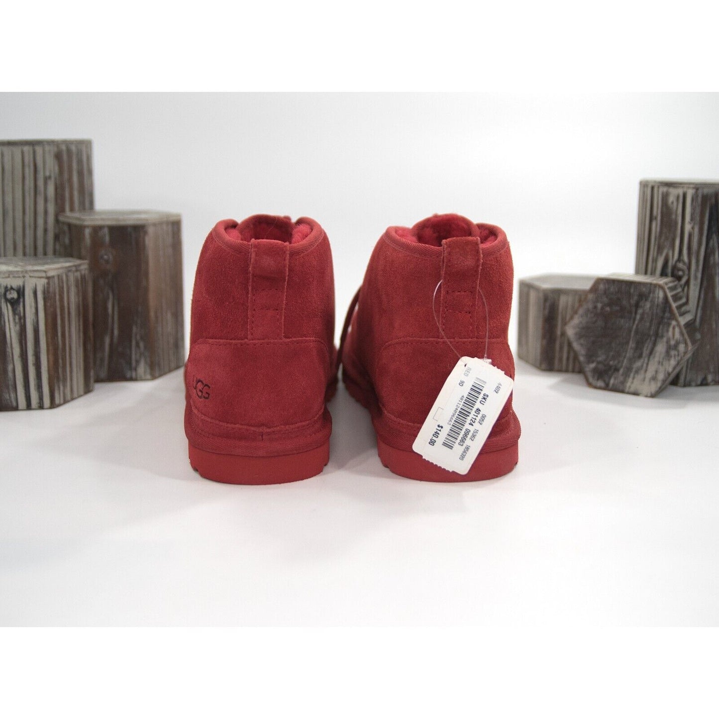 UGG Neumel Red Sheepskin Suede Boots Booties Mens 9 NIB