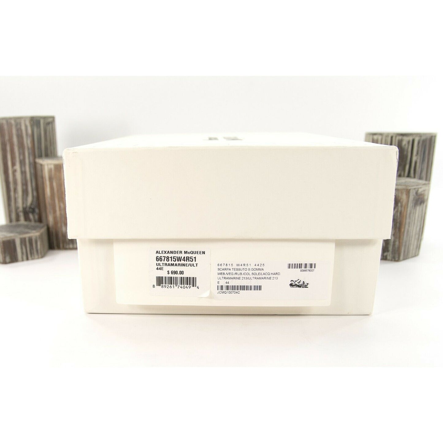 Alexander McQueen Blue Mens Hybrid Tech Leather Rubber Sandals 44 NIB