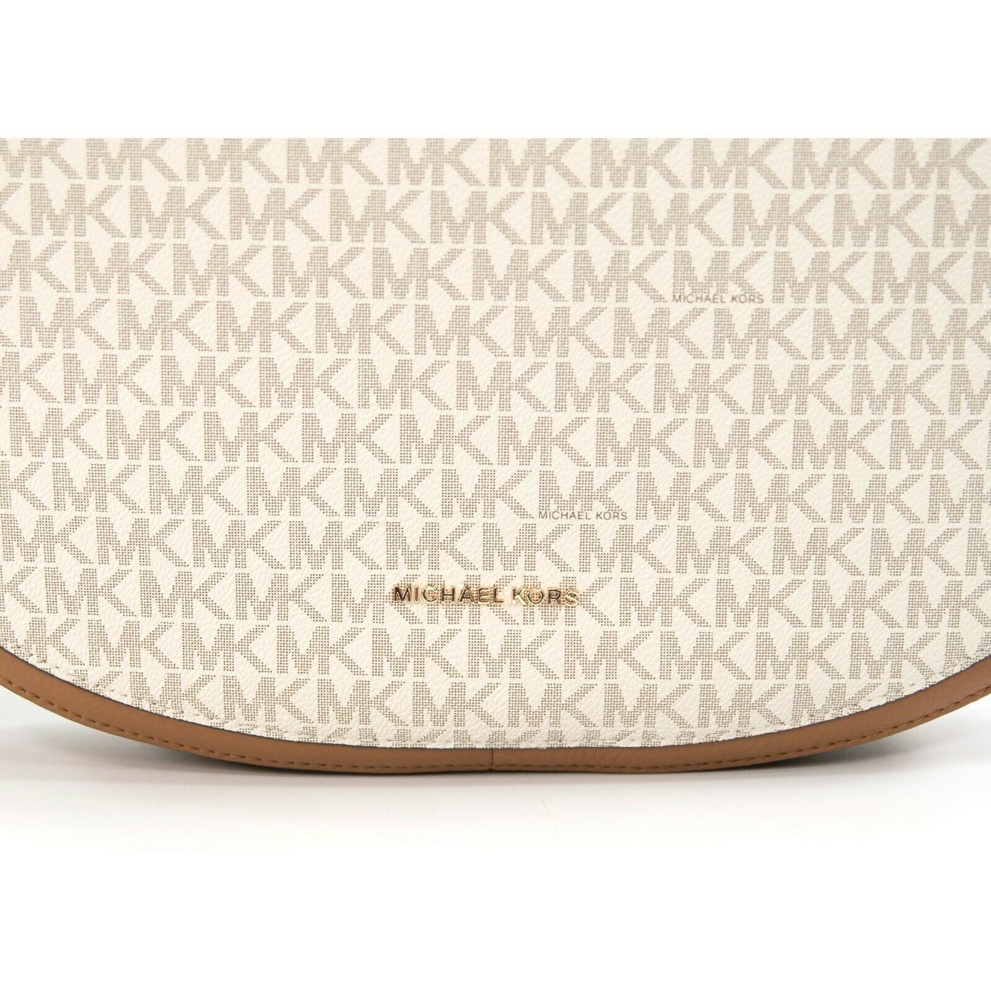 Michael Kors Jet Set Linda Acorn Leather Vanilla Monogram Slim Large Hobo NWT
