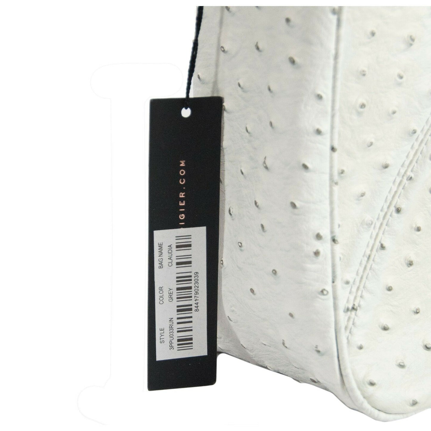 Christian Audigier Claudia Grey Ostrich Faux Leather Satchel Shoulder Bag NWT