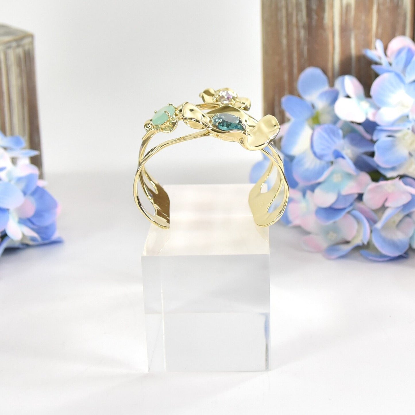 Alexis Bittar Ancient Coin Crystal Cut Out LARGE Cuff Bangle Bracelet NWT