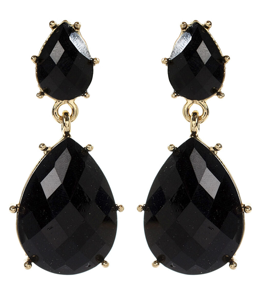 Amrita Singh Hampton Black Resin Faceted Tear Drop Earrings ERC 835 NWT