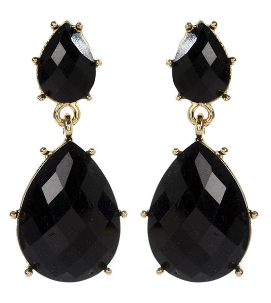 Amrita Singh Hampton Black Resin Faceted Tear Drop Earrings ERC 835 NWT