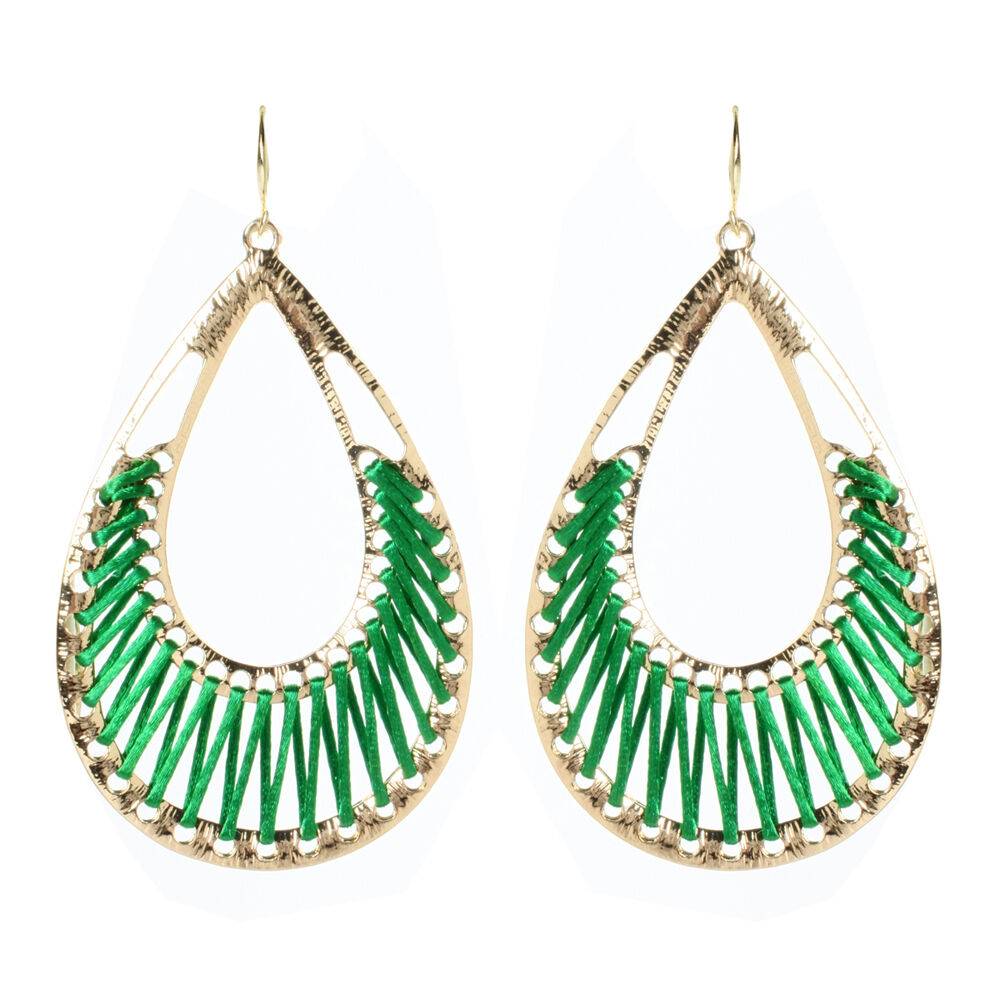 Amrita Singh Gold Green Silk Crosby Street Dangle Earrings ERC 1509 NWT