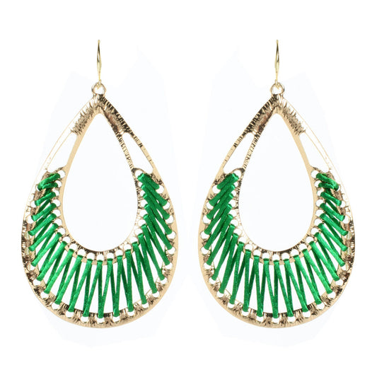 Amrita Singh Gold Green Silk Crosby Street Dangle Earrings ERC 1509 NWT