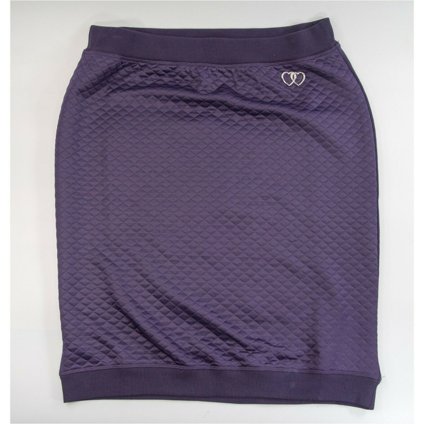 Moschino Love Violet Purple Quilted Satin Pencil Stretch Skirt 48 14 NWT $595