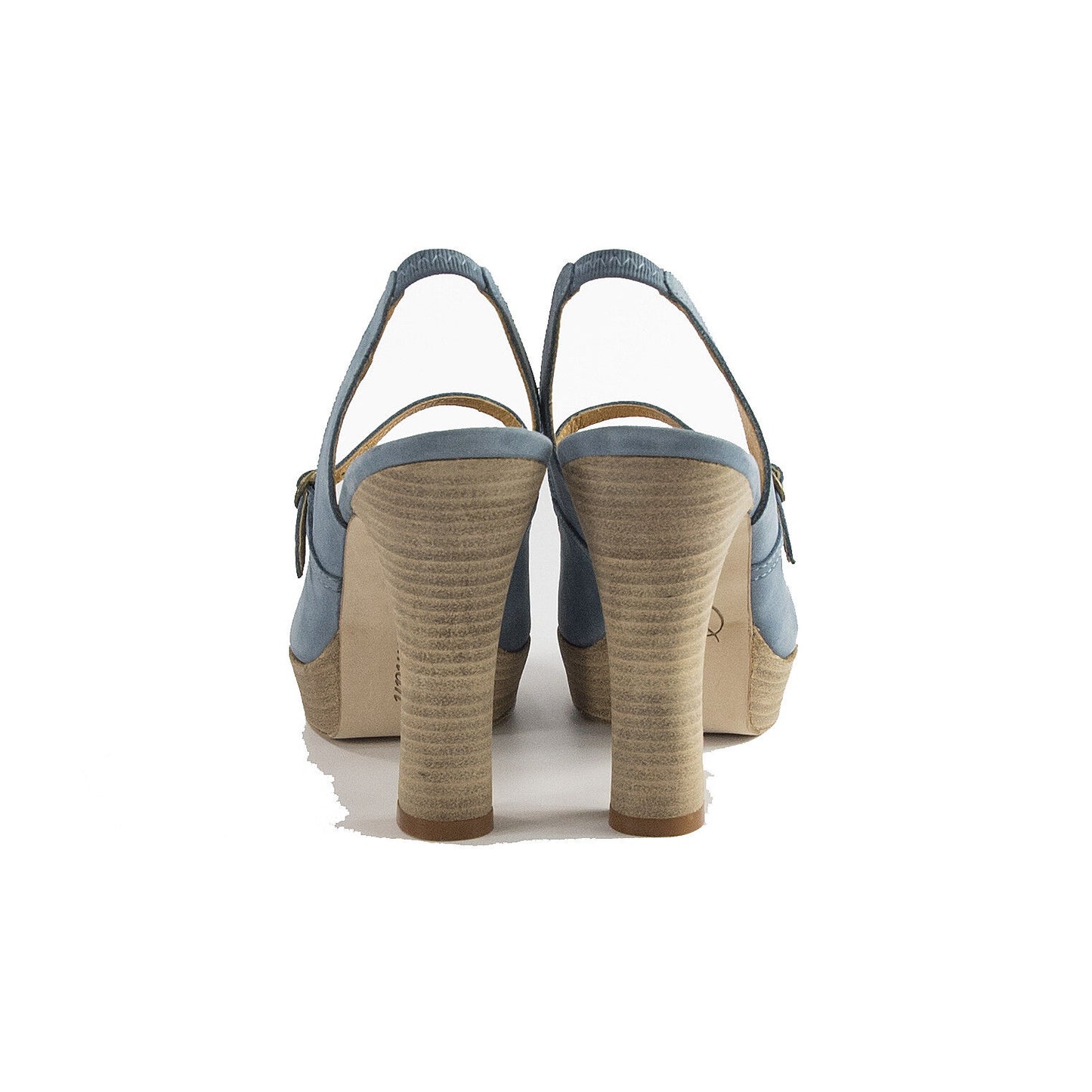 Delman Sahara Blue Suede Mary Jane Cut Out Platform Sandal Heels 9