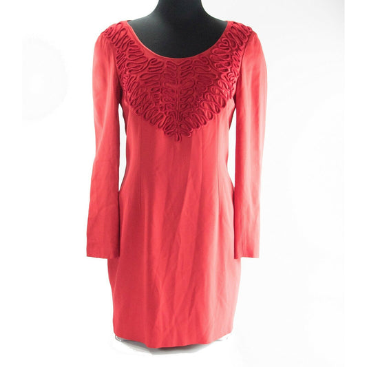 Fendi Vintage Red Fitted Velvet Scroll Work Mini Sheath Bodycon Dress 6 8