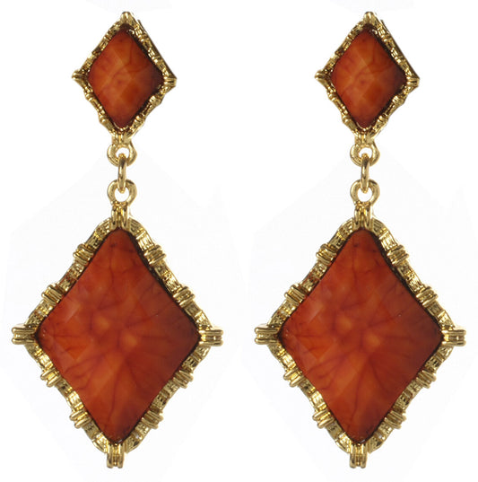 Amrita Singh Wainscot Coral Resin Reign Celebrity Earrings ERC 5001 NWT