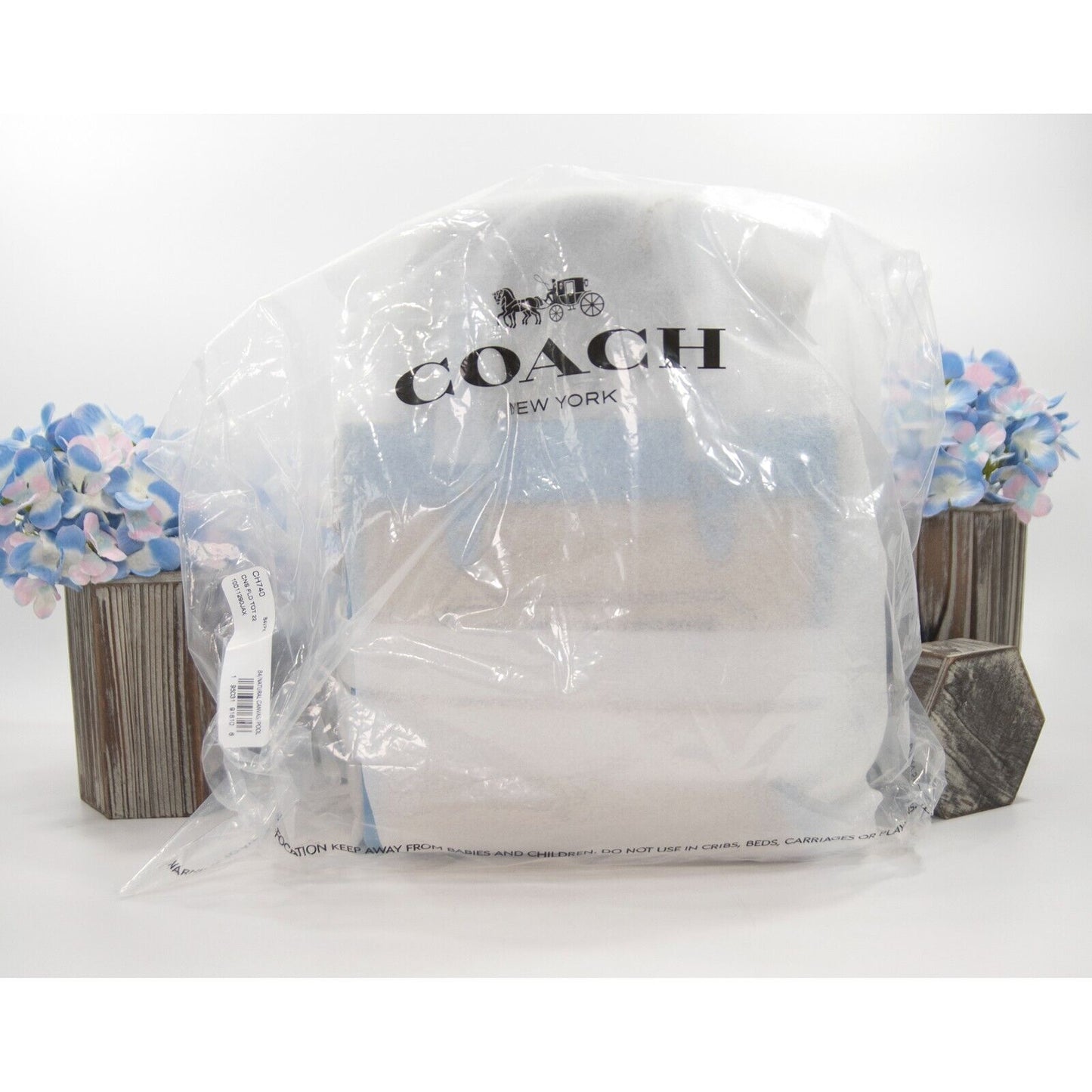 Coach Pool Leather Natural Canvas Field Tote 22 Bag NWT CH740