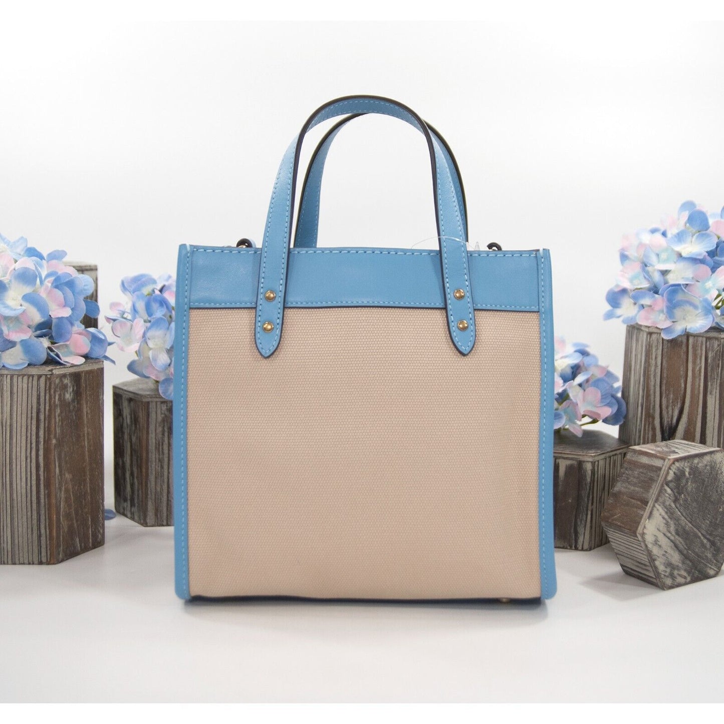 Coach Pool Leather Natural Canvas Field Tote 22 Bag NWT CH740