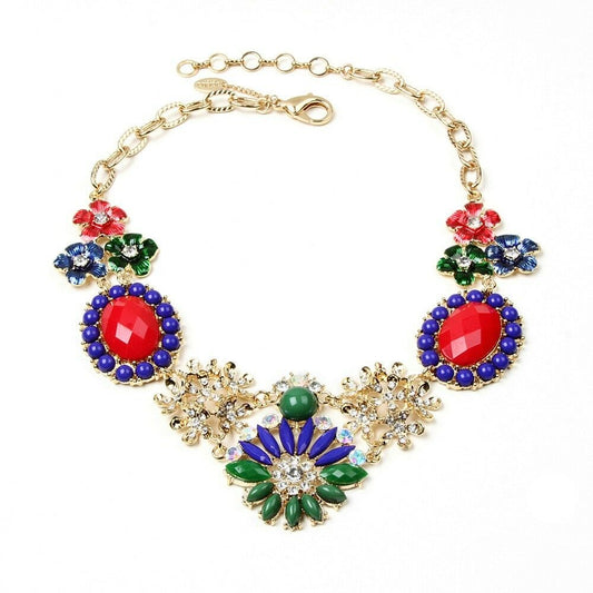 Amrita Singh Belle Crystal Floral Large Statement Bib Necklace NKC 8866 NWT