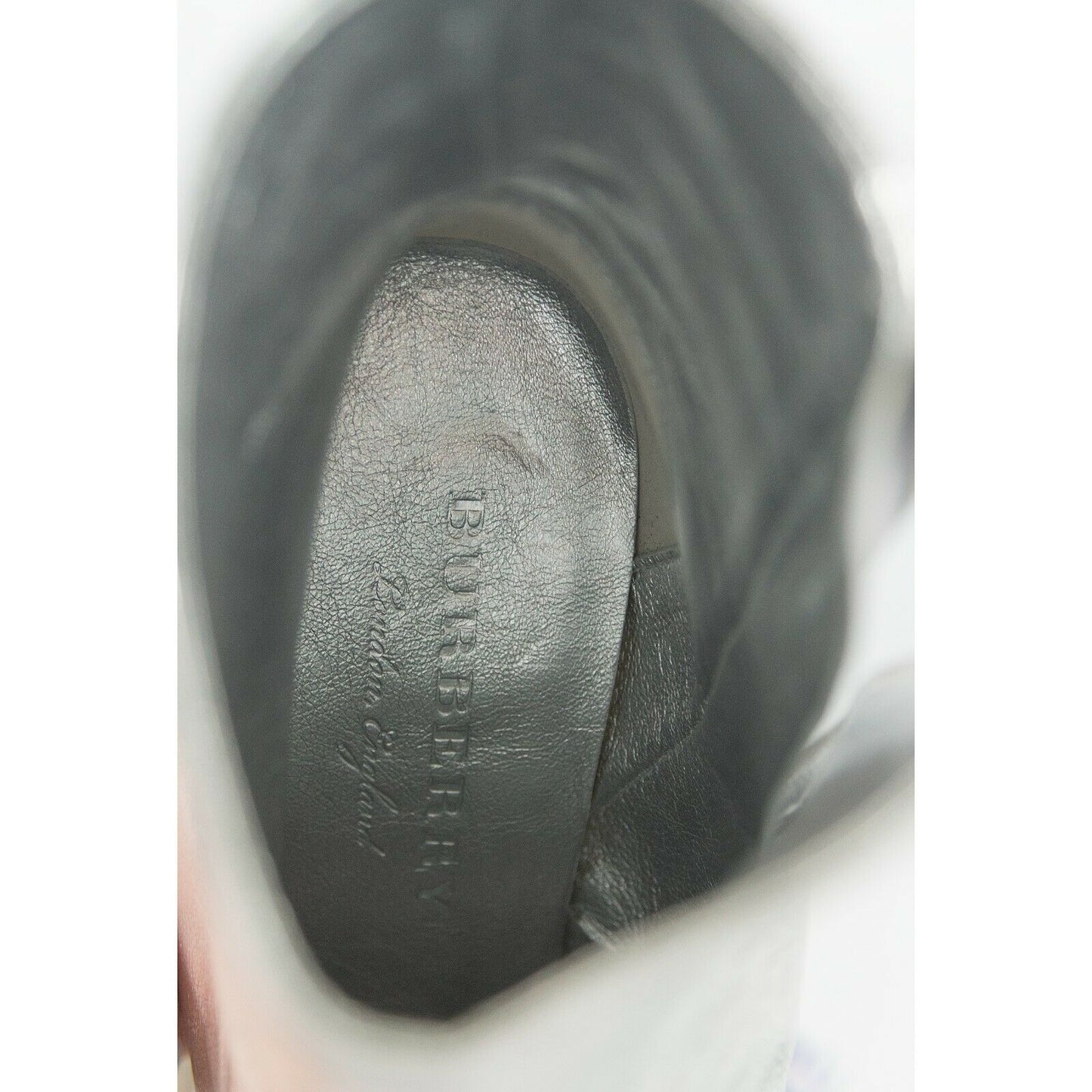 Burberry Metallic Silver Leather Brabant Zip Ankle Booties Boots Size 39.5