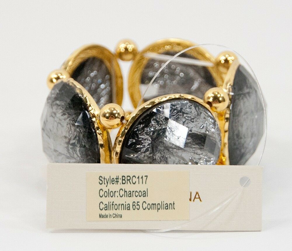 Amrita Singh Camella Iridescent Winter Grey Stretch Bracelet BRC 117 NWT