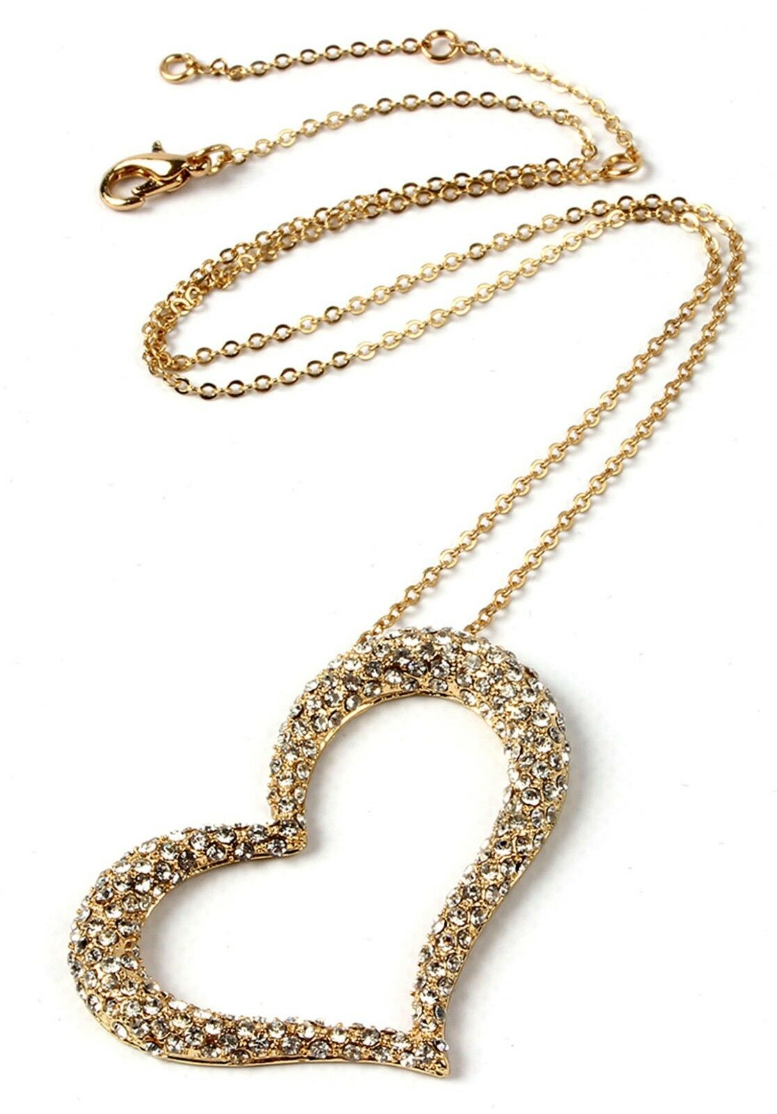 Amrita Singh Gold Lovely Heart Crystal Pendant Necklace NKC 5553 NWT