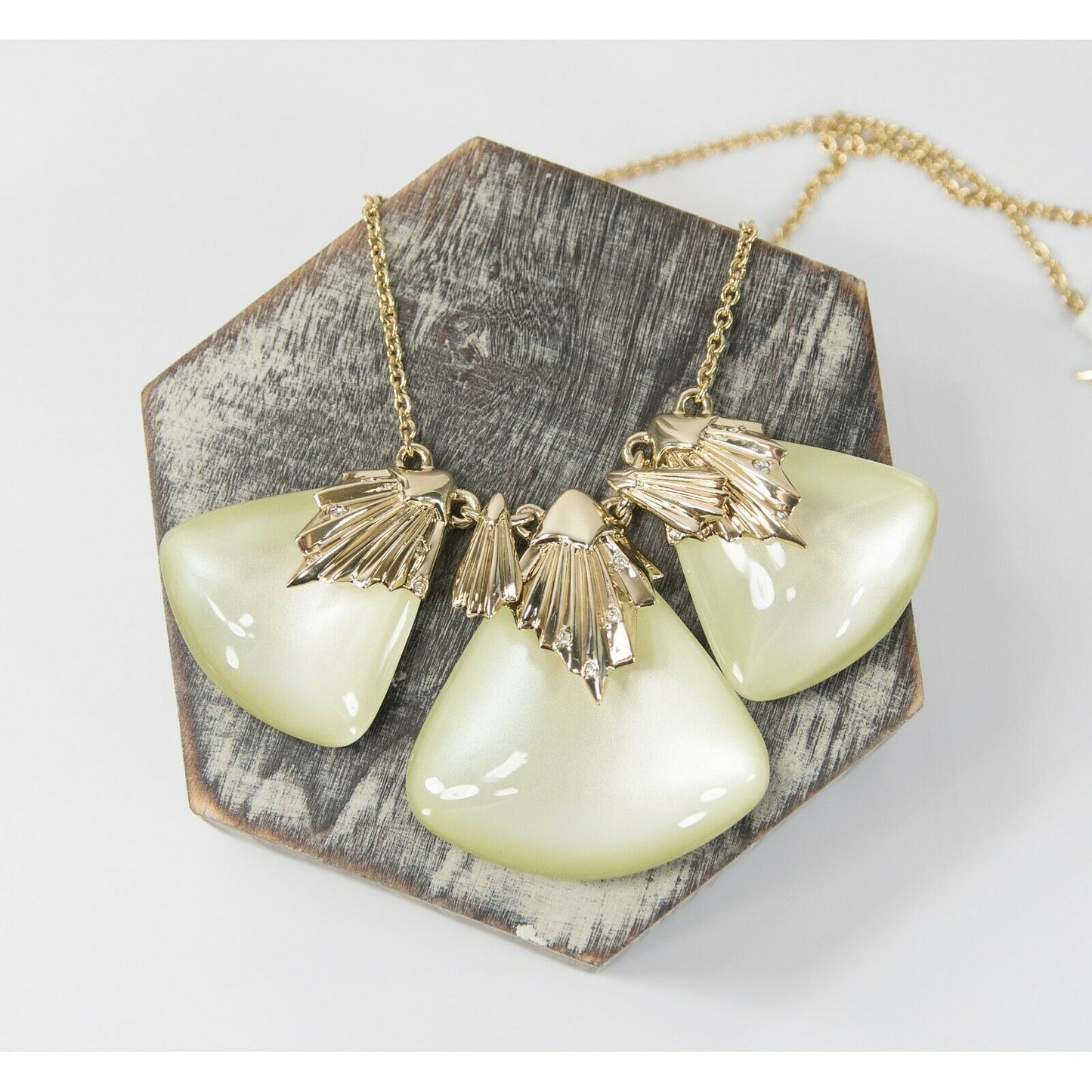 Alexis Bittar Iridescent Fan Crystal Lucite Station Statement Necklace NWT