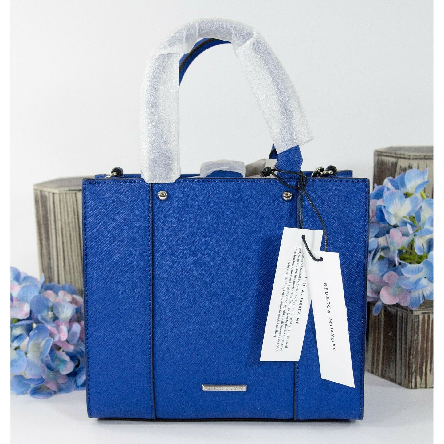 Rebecca Minkoff MAB Bright Blue Saffiano Leather Mini Tote NWT