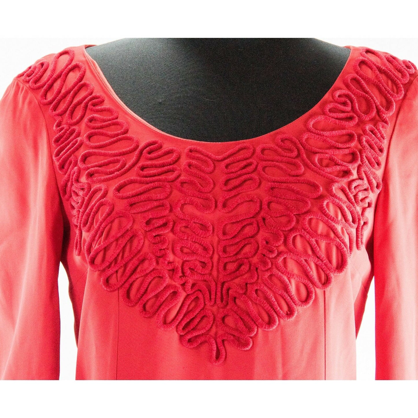 Fendi Vintage Red Fitted Velvet Scroll Work Mini Sheath Bodycon Dress 6 8