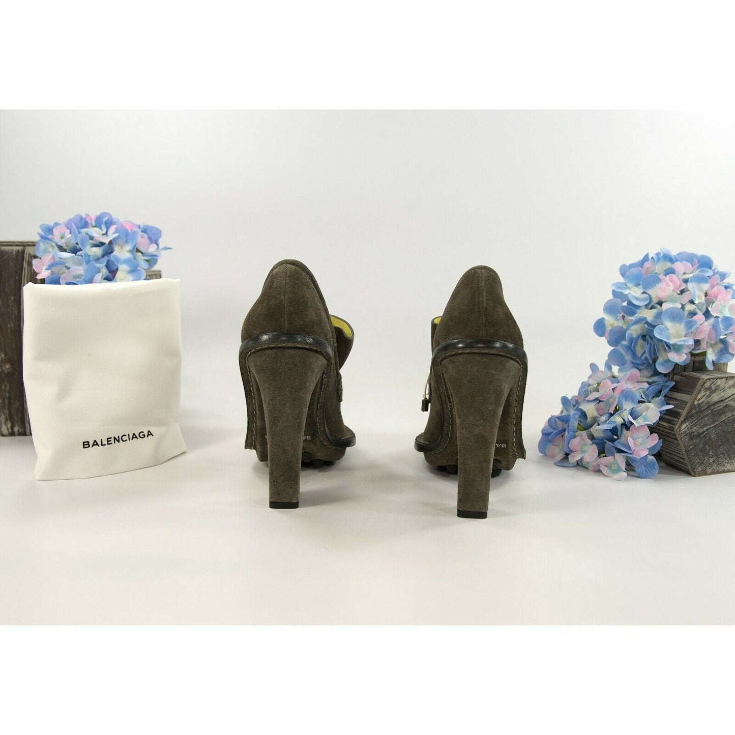 Balenciaga Cendre Suede Moccasin Loafer High Heels Size 37 NIB