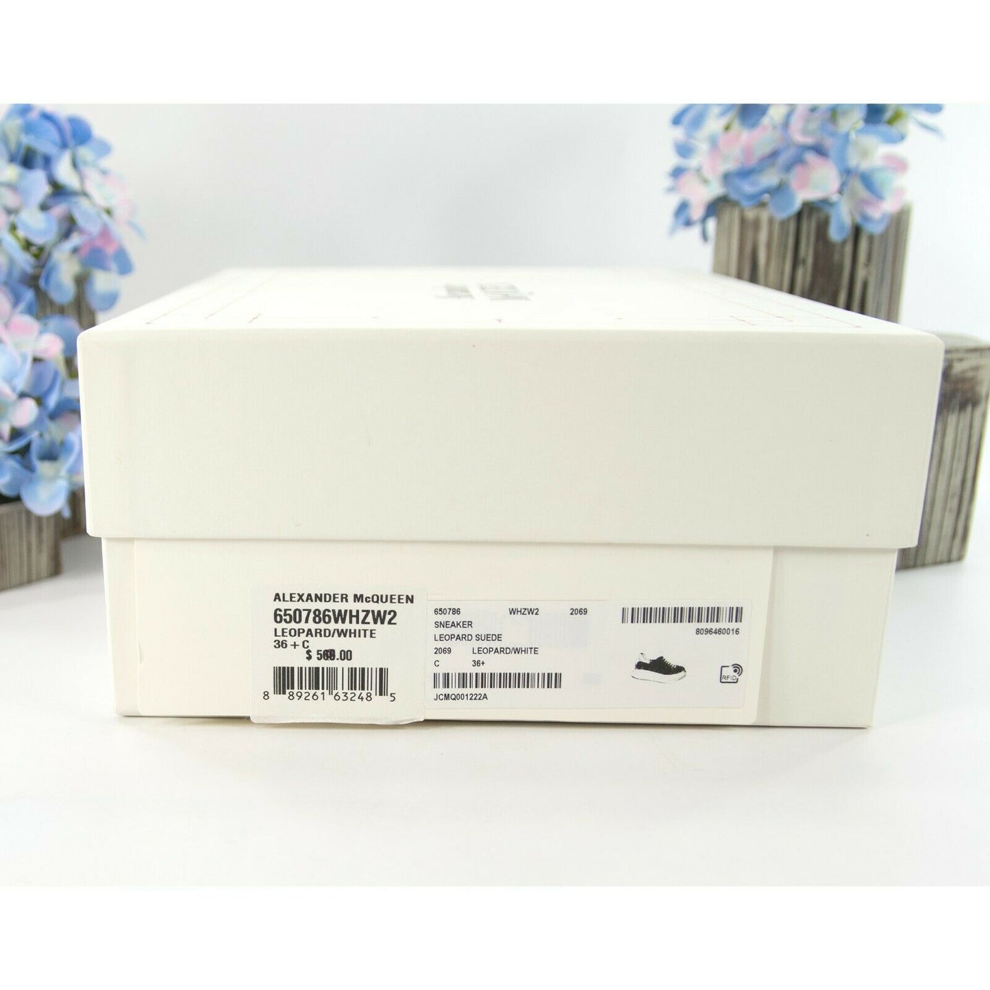 Alexander McQueen Oversized Leopard Suede Lambskin Leather Sneakers 36 NIB