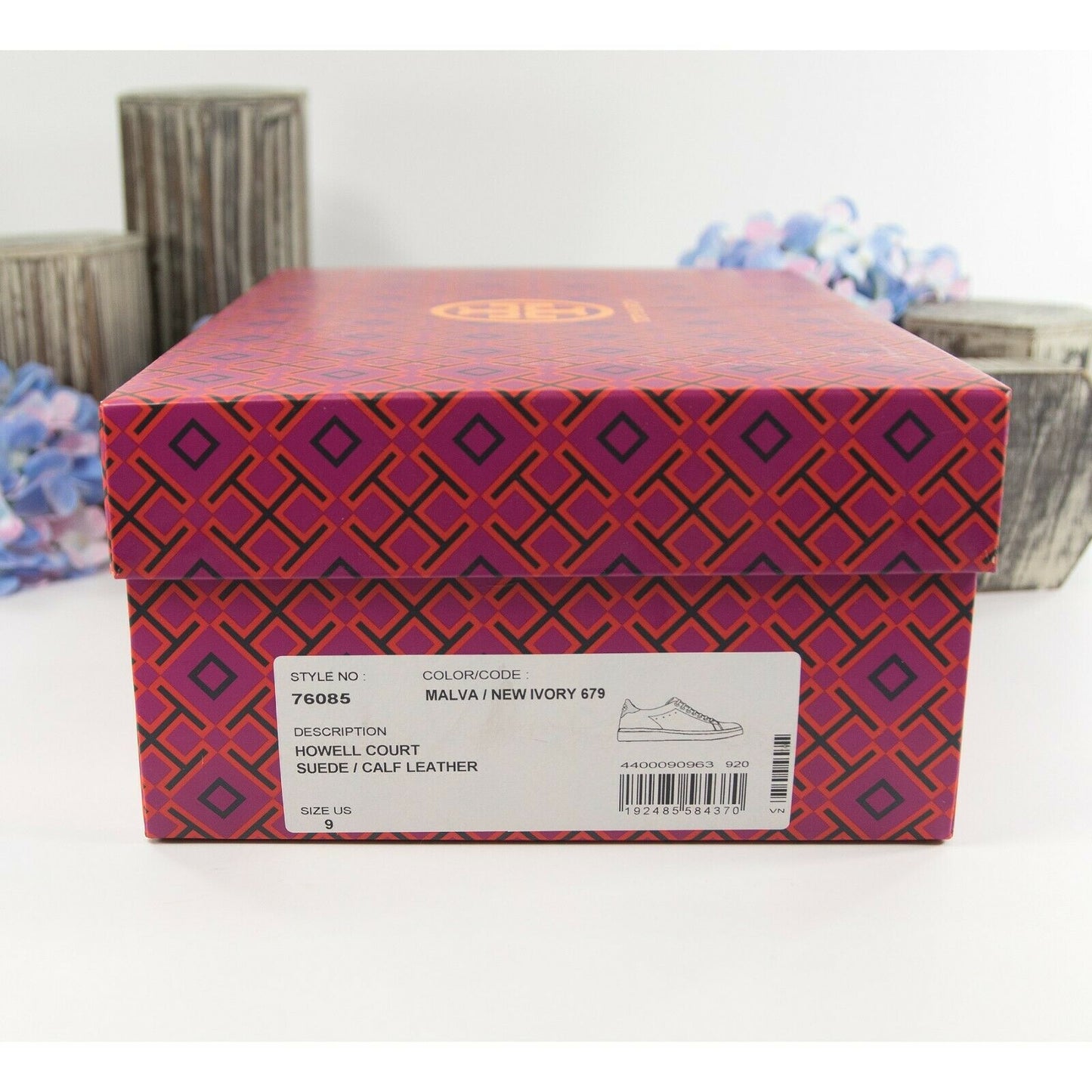 Tory Burch Howell Court Malva Pink Suede Trainer Sneaker Athletic Shoe Sz 9 NIB