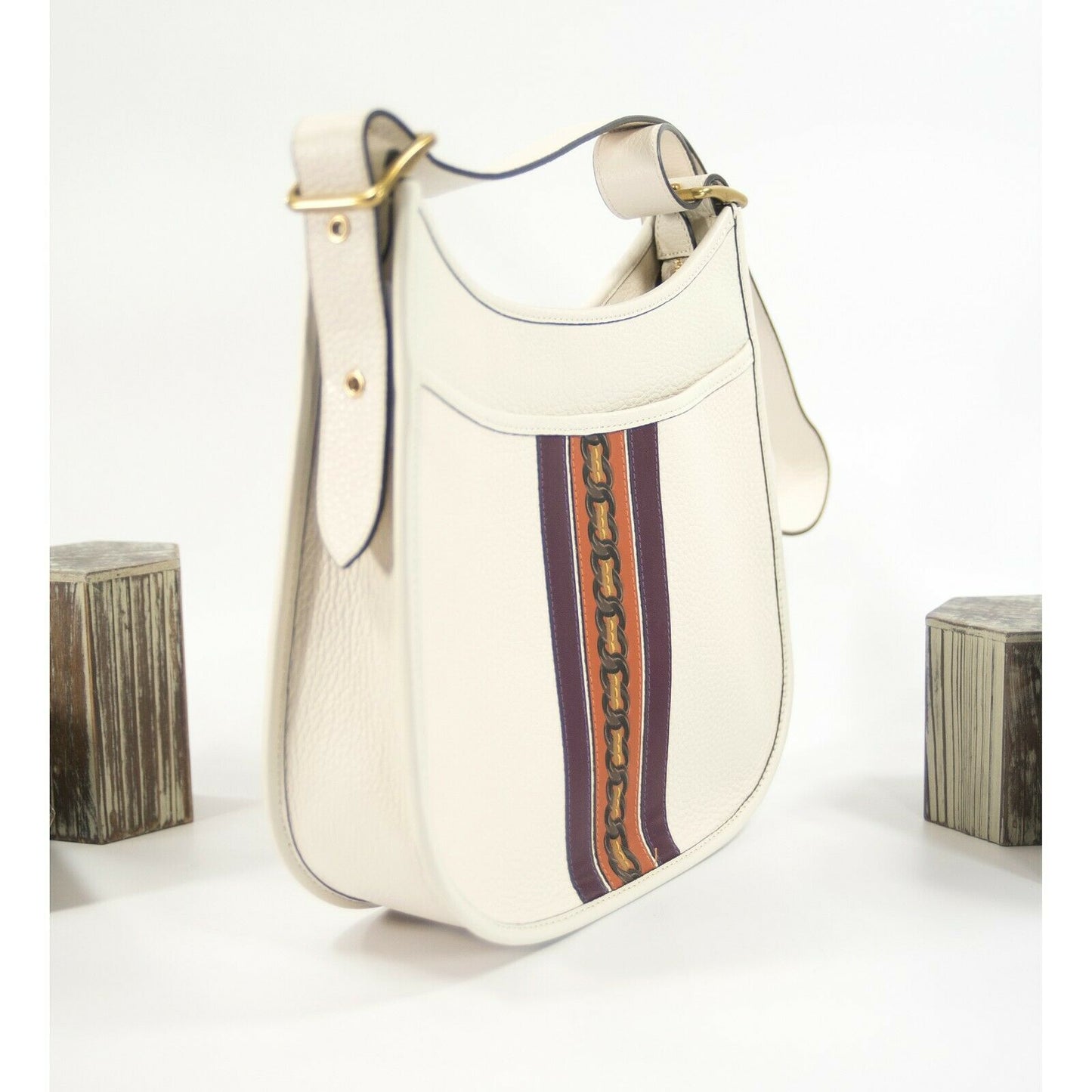 Coach Chalk Leather Emery Varsity Stripe Crossbody Shoulder Bag NWT