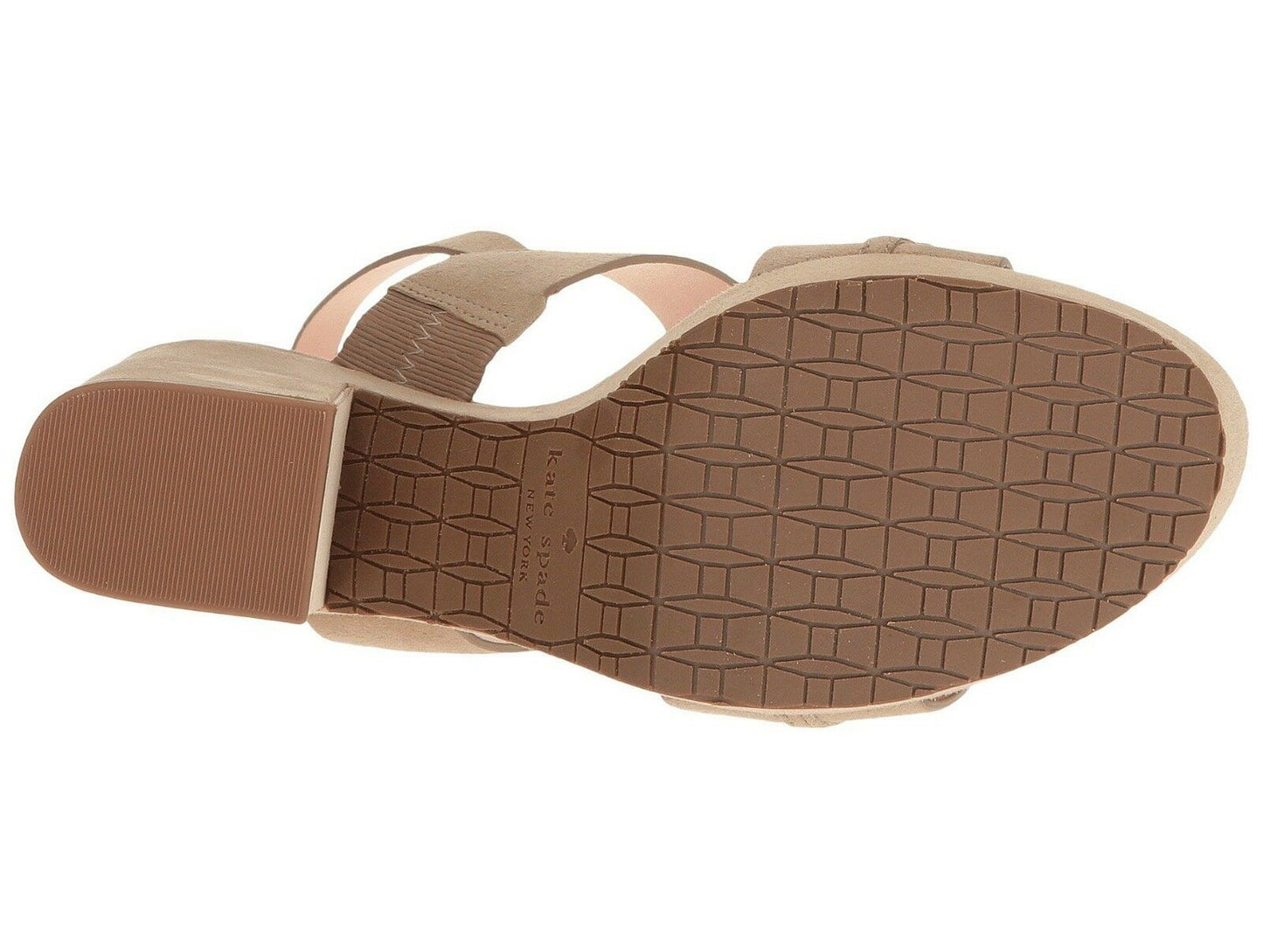 Kate Spade Rashida Beige Sand Kid Suede Chunky Ankle Strap Sandal Heels 9.5 NIB