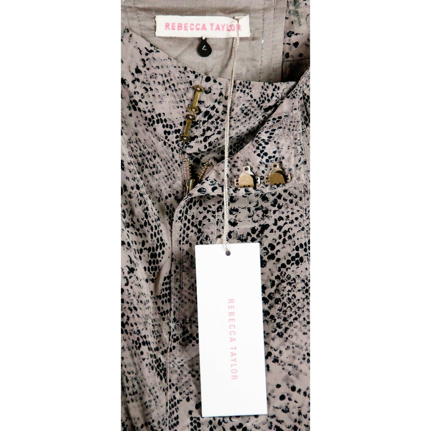 Rebecca Taylor Taupe Python Printed Swing Dress Shorts Size 4 NWT $225