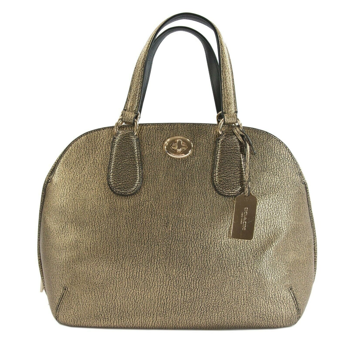 Coach Prince Street Mottled Gold LARGE Leather Dome Satchel Handbag NWT