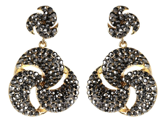 Amrita Singh Gold Tone Gunmetal Crystal  Per Se Dangle Earrings ERC 4072 NWT