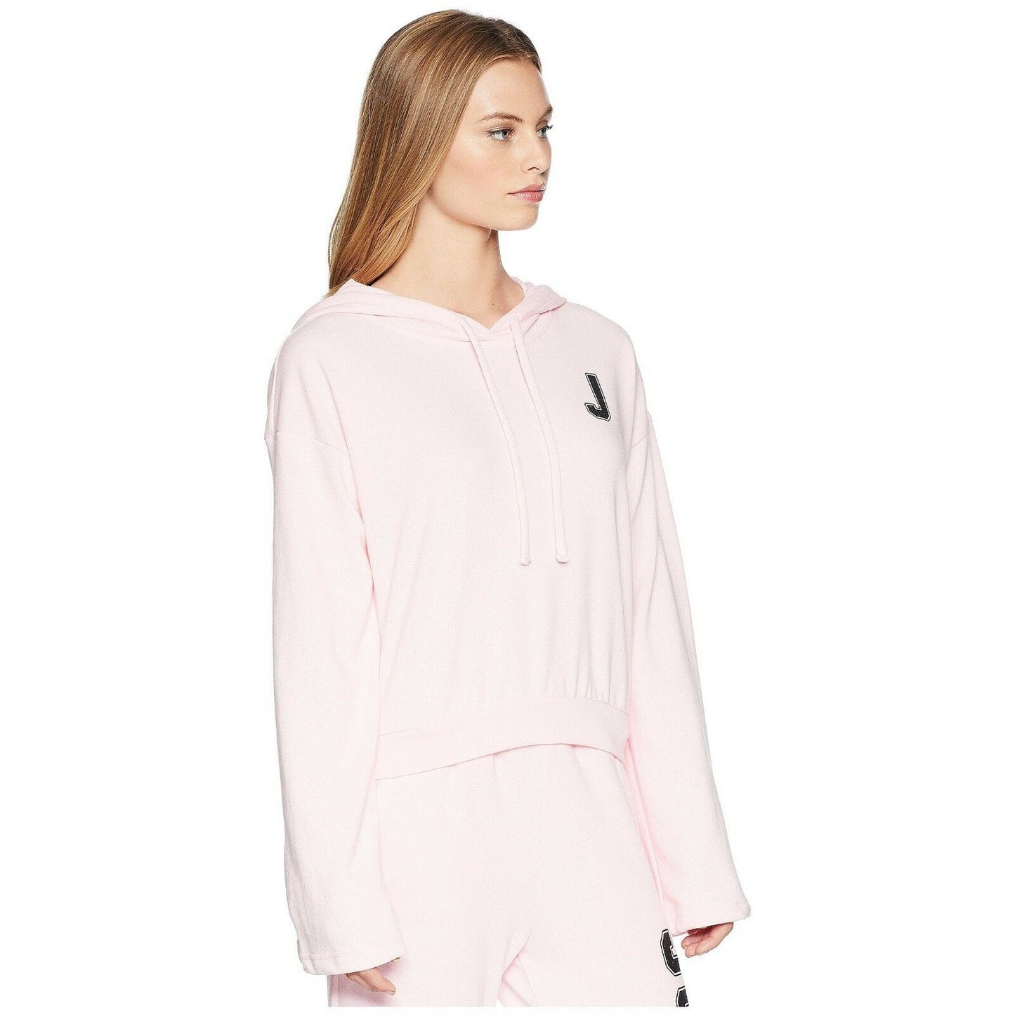 Juicy Couture Rose Shadow Glitter French Terry Pullover Wide Sleeve Hoodie L NWT
