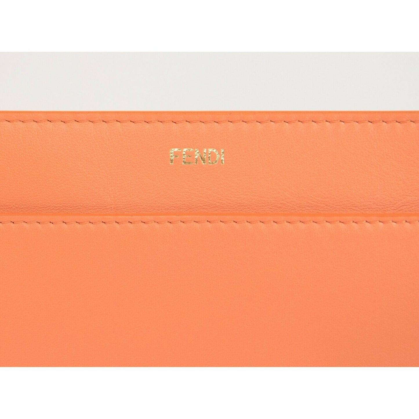 Fendi Peekaboo Pocket Large Coral Leather Flat Wallet Pouch NWT